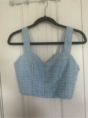 Light Blue preppy crop top